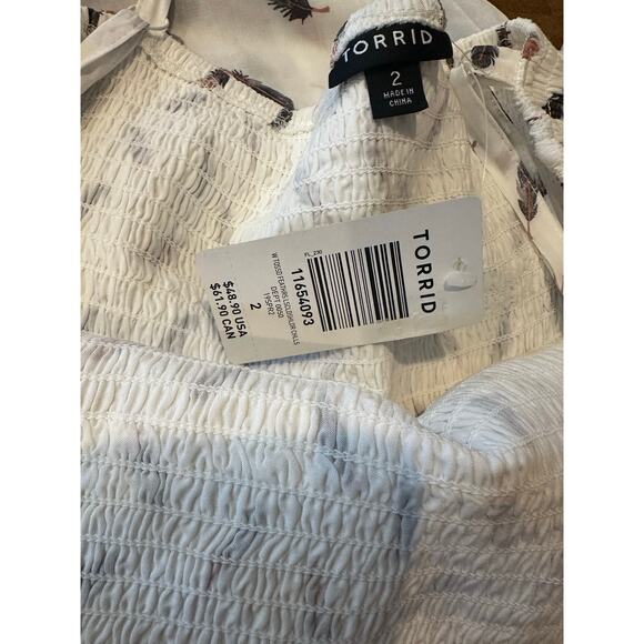 Torrid 2X White Feather Challis Cold Shoulder Blouse NWT Festival Hippie Meadow - Picture 9 of 12